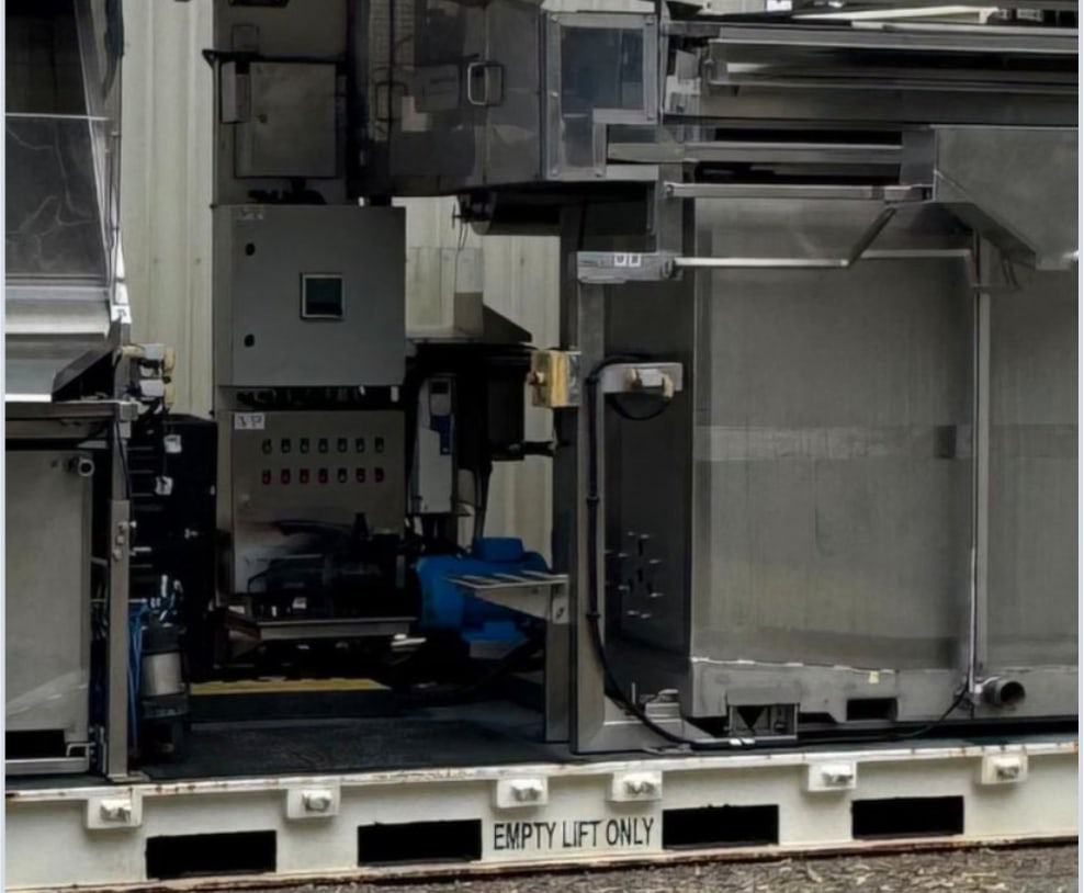 Stainless treatment train and control panel inside the container